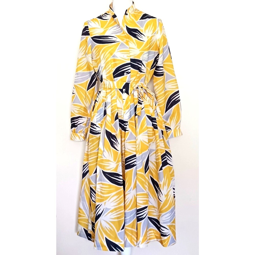 VTG Serbin By Marianne Fit N Flare Dress Full Sleeves Pleated Skirt Sz 10/Med